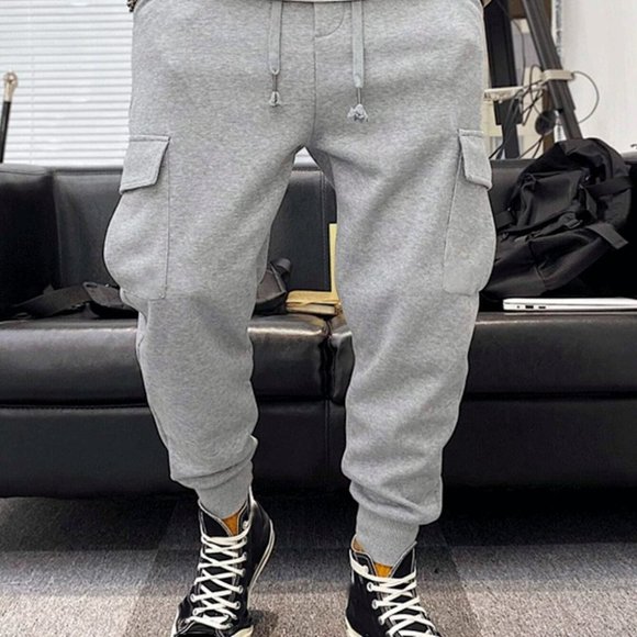 Men's Waist Sweatpants With Drawstring & Flap Pock - Picture 4 of 4